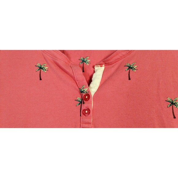 Charter Club Night Gown Palm Trees Coral 100% Cotton Sleeveless Henley Neck - Picture 4 of 8